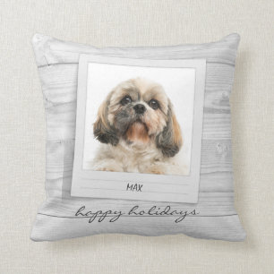 Happy Holidays Pet Foto Rahmen Personalisiert Kissen