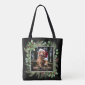 Happy Holidays Pet Photo Wreath Greenery Tasche (Rückseite)