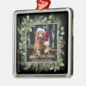 Happy Holidays Pet Photo Wreath  Ornament Aus Metall (Links)