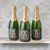 Happy Holidays Pet Photo Wreath Schaumweinetikett