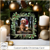 Happy Holidays Pet Photo Wreath Square Card