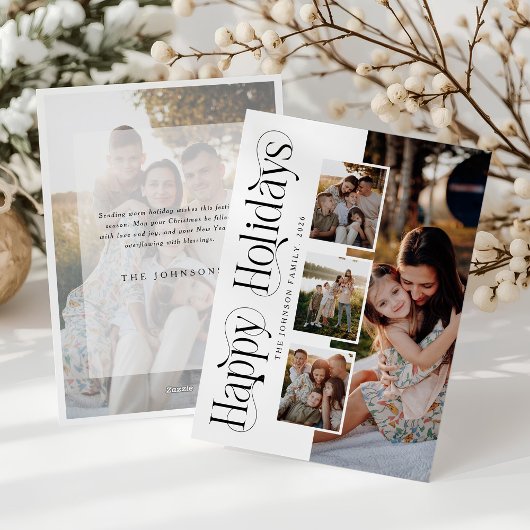 Happy Holidays Photo Collage Christmas Feiertagskarte