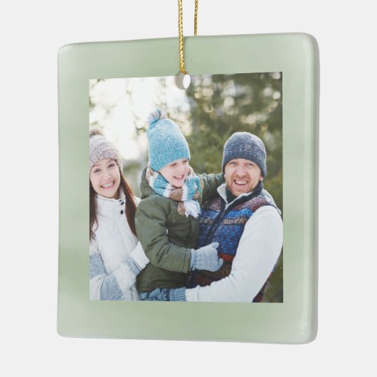 Happy Holidays Photo Green Script Simple Keramikornament (Links)