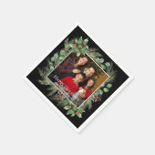Happy Holidays Photo Wreath Christmas Serviette (Ecke)