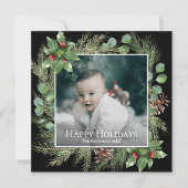 Happy Holidays Photo Wreath Square Christmas Card (Vorderseite)