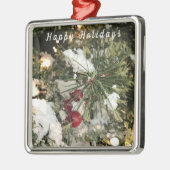 Happy Holidays Pine Branch Ornament Aus Metall (Links)