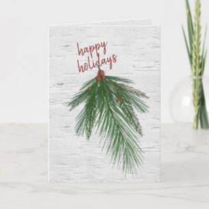 Happy Holidays Pine on Birch Feiertagskarte