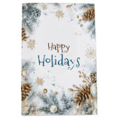Happy Holidays Pine Tree Gift Bag Mittlere Geschenktüte (Vorderseite)