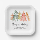 Happy Holidays Pine Trees Weihnachtsfest Party Pappteller (Vorderseite)