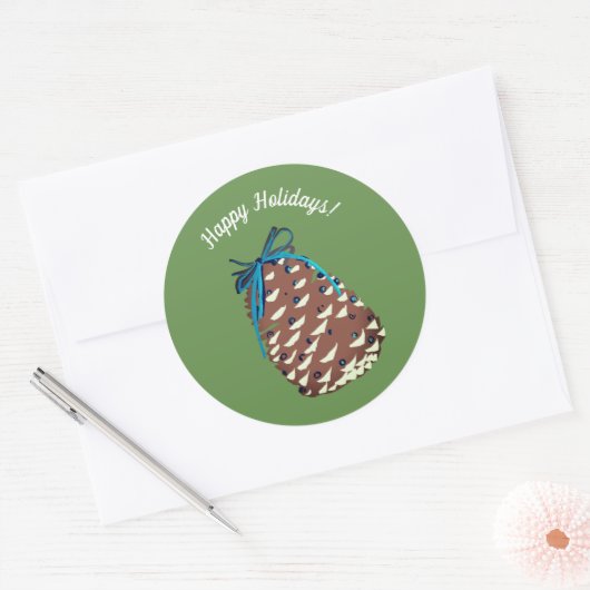 Happy Holidays Pinecone Sticker (Umschlag)