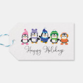 Happy Holidays Pinguine Gift Tags Geschenkanhänger (Rückseite Horizontal)
