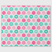 Happy Holidays Pink Aquamarine Schneeflocken Geschenkpapier (Flach)