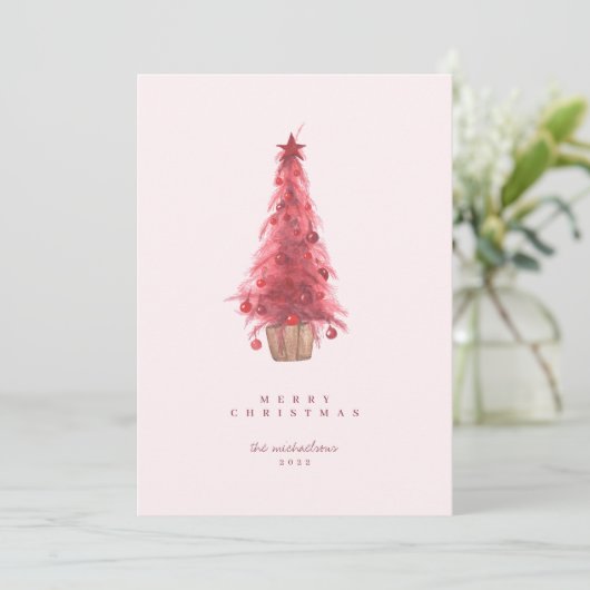 HAPPY HOLIDAYS Pink Christmas Tree (Stehend Vorderseite)
