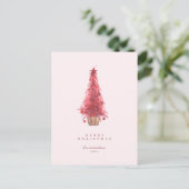 HAPPY HOLIDAYS Pink Christmas Tree Postkarte (Stehend Vorderseite)