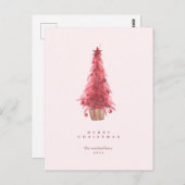 HAPPY HOLIDAYS Pink Christmas Tree Postkarte (Vorne/Hinten)