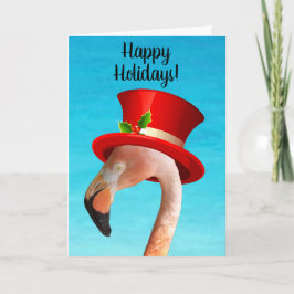 Happy Holidays Pink Flamingo Feiertagskarte