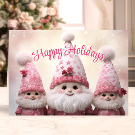 Happy Holidays Pink Gnomes Weihnachten