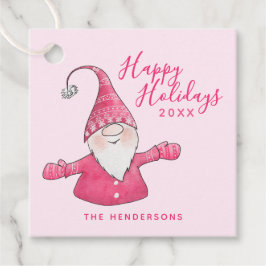 Happy Holidays Pink Niedlich Gnome Custom Christma Geschenkanhänger