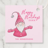 Happy Holidays Pink Niedlich Gnome Custom Christma Geschenkanhänger (Rückseite)
