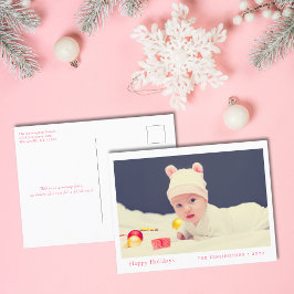 Happy Holidays Pink Niedliches Baby Foto Feiertagspostkarte