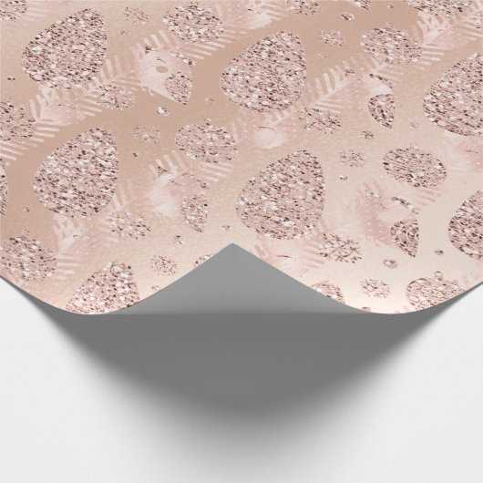 Happy Holidays Pink Rose Glitzer Weihnachtsdekor Geschenkpapier (Ecke)