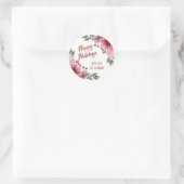 Happy Holidays Pink Roses Burgundy Cosmos Runder Aufkleber (Tasche)