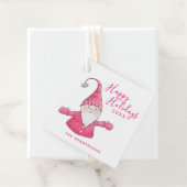 Happy Holidays Pink und White Niedlich Gnome Weihn Geschenkanhänger (Beispiel)