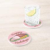 Happy Holidays Pink Weihnachten Ostern Glazed Ham Getränkeuntersetzer (Seite)