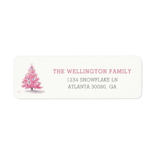 Happy Holidays Pink Weihnachtsbaum Custom Address (Vorne)