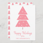 Happy Holidays Pink Weihnachtsbaum Schneeflocken Feiertagskarte (Vorne/Hinten)