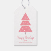 Happy Holidays Pink Weihnachtsbaum Schneeflocken Geschenkanhänger (Vorderseite)