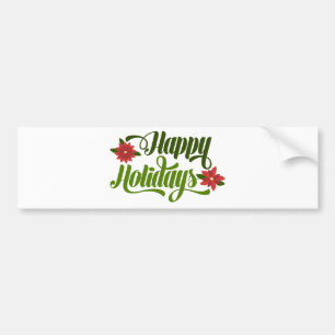 Happy Holidays Poinsettia Autoaufkleber