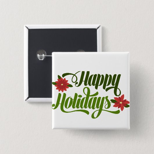 Happy Holidays Poinsettia Button (Vorne & Hinten)