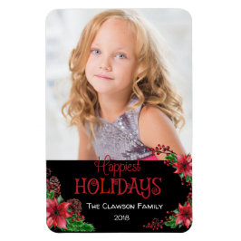Happy Holidays Poinsettia Family Foto Magnet