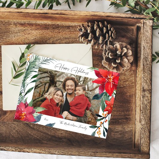 Happy Holidays Poinsettia Foto