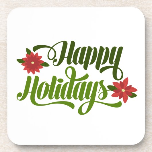 Happy Holidays Poinsettia Getränkeuntersetzer (Vorderseite)