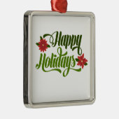 Happy Holidays Poinsettia Ornament Aus Metall (Rechts)
