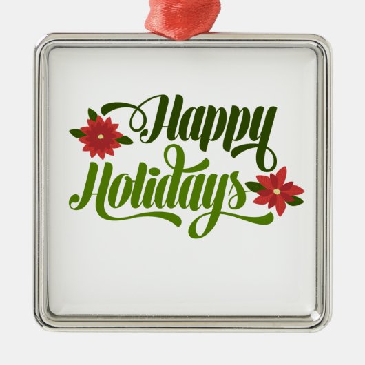 Happy Holidays Poinsettia Ornament Aus Metall (Vorne)