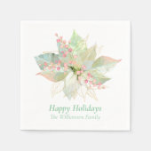 Happy Holidays Poinsettia Pastel Personalisiert Serviette (Vorderseite)