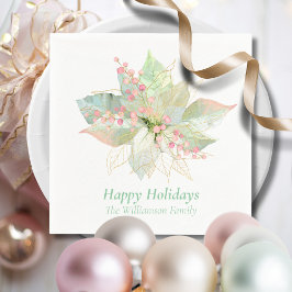 Happy Holidays Poinsettia Pastel Personalisiert Serviette
