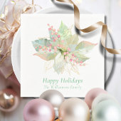 Happy Holidays Poinsettia Pastel Personalisiert Serviette