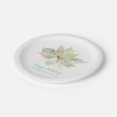 Happy Holidays Poinsettia Pink Gold Elegante Pappteller (Schrägansicht)