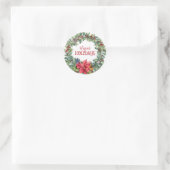 Happy Holidays Poinsettia Runder Aufkleber (Tasche)