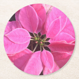 Happy Holidays Poinsettia Runder Pappuntersetzer