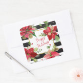 Happy Holidays Poinsettias, Black Stripe Stickers (Umschlag)