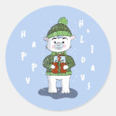 Happy Holidays Polar Bear Blue Sticker (Vorderseite)