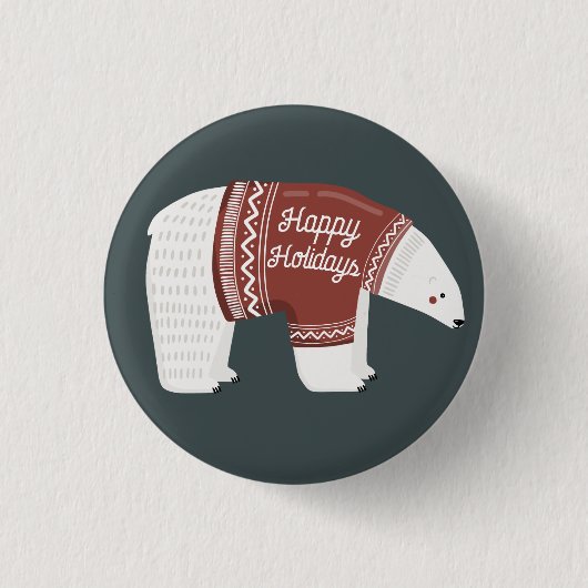 Happy Holidays Polar Bear Button (Vorderseite)