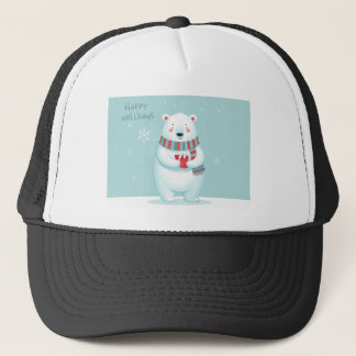 Happy Holidays Polar Bear Hat Truckerkappe