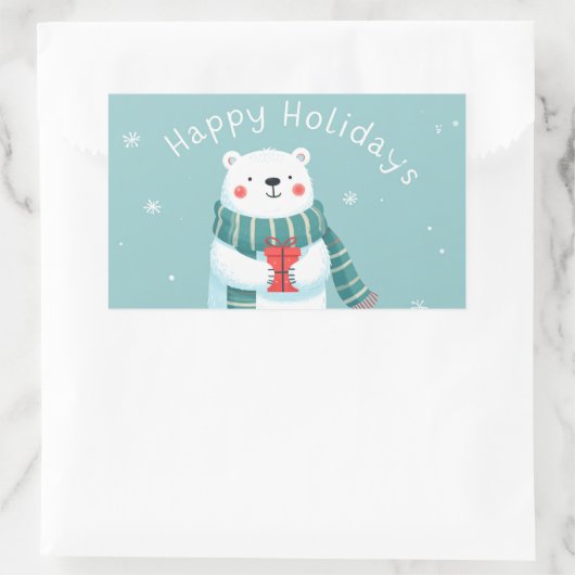 Happy Holidays Polar Bear Hug Sticker (Tasche)