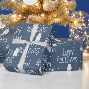 Happy Holidays Polar Bear On Stars Geschenkpapier
